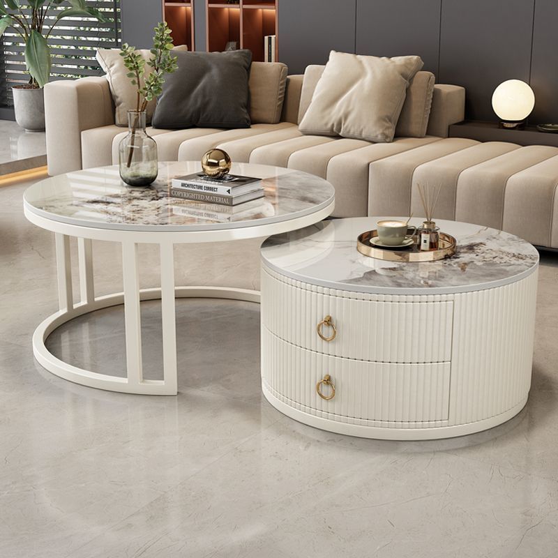 잉크 화이트/줄무늬 커피 테이블 [더블 펌프스]