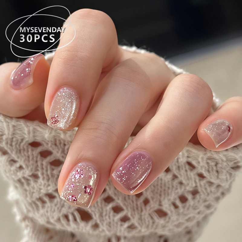 Xiaohongshu's summer bestseller: cat-eye light purple short nails, brightening and fine glitter nail tips, factory wholesale Xiaohongshu's summer bestseller: cat-eye light purple short nails, brightening and fine glitter nail tips, factory wholesale