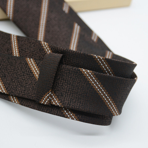 JK Necktie for Women - Korean Version, Japanese School Style, Coffee Striped, Hand-Tied, School Uniform, No-Knot, Short, Student Trendy