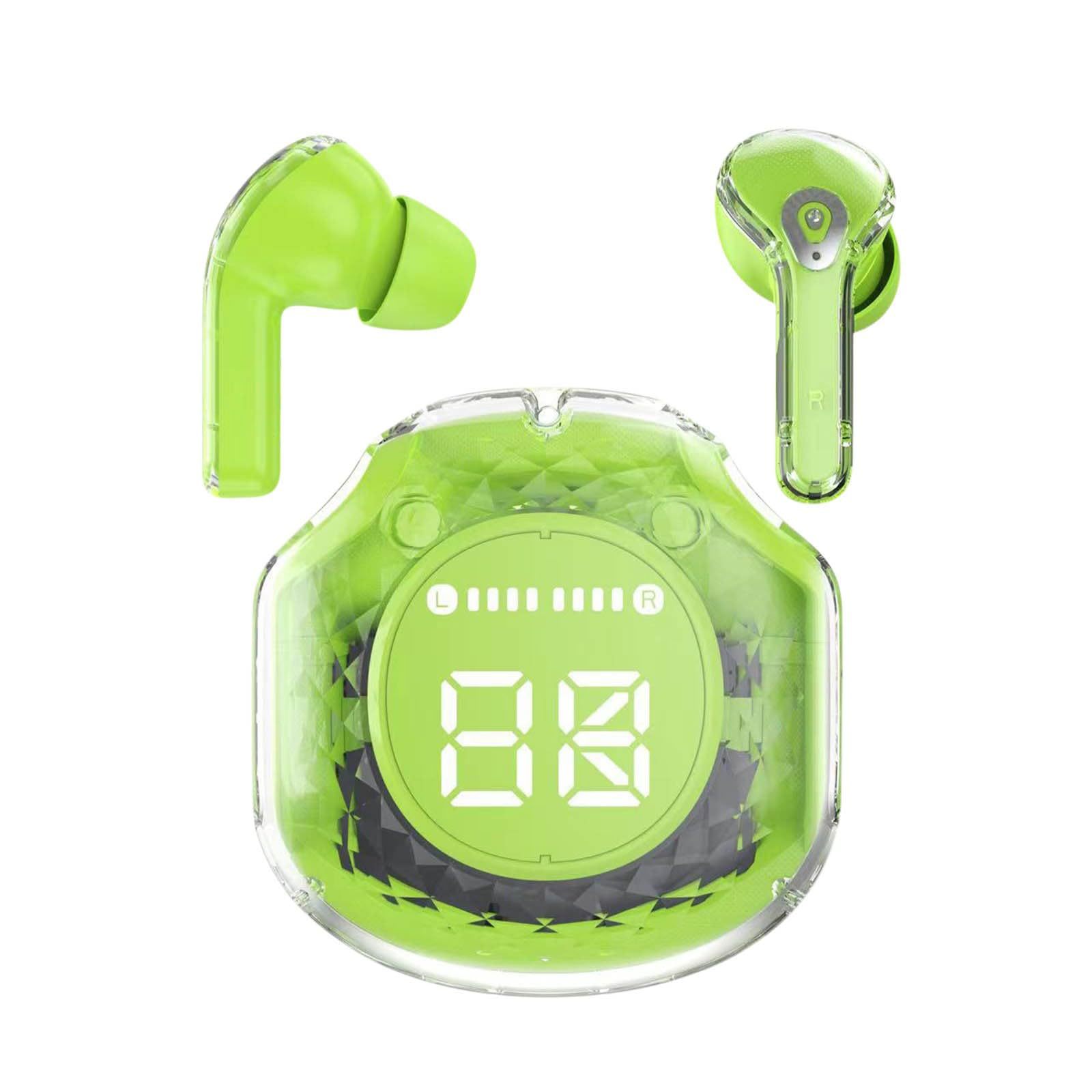 Ventas transfronterizas transparentes visualización digital auriculares Bluetooth inalámbricos TWS tipo de auriculares en el oído cápsula espacial transparente