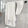 Cute bath towel, white hair towel