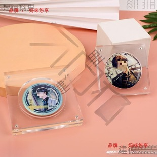 Acrylic Display Box for Badges, Storage for Badges, Transparent Magnetic Display Stand with Grooves, Anime Protective Case