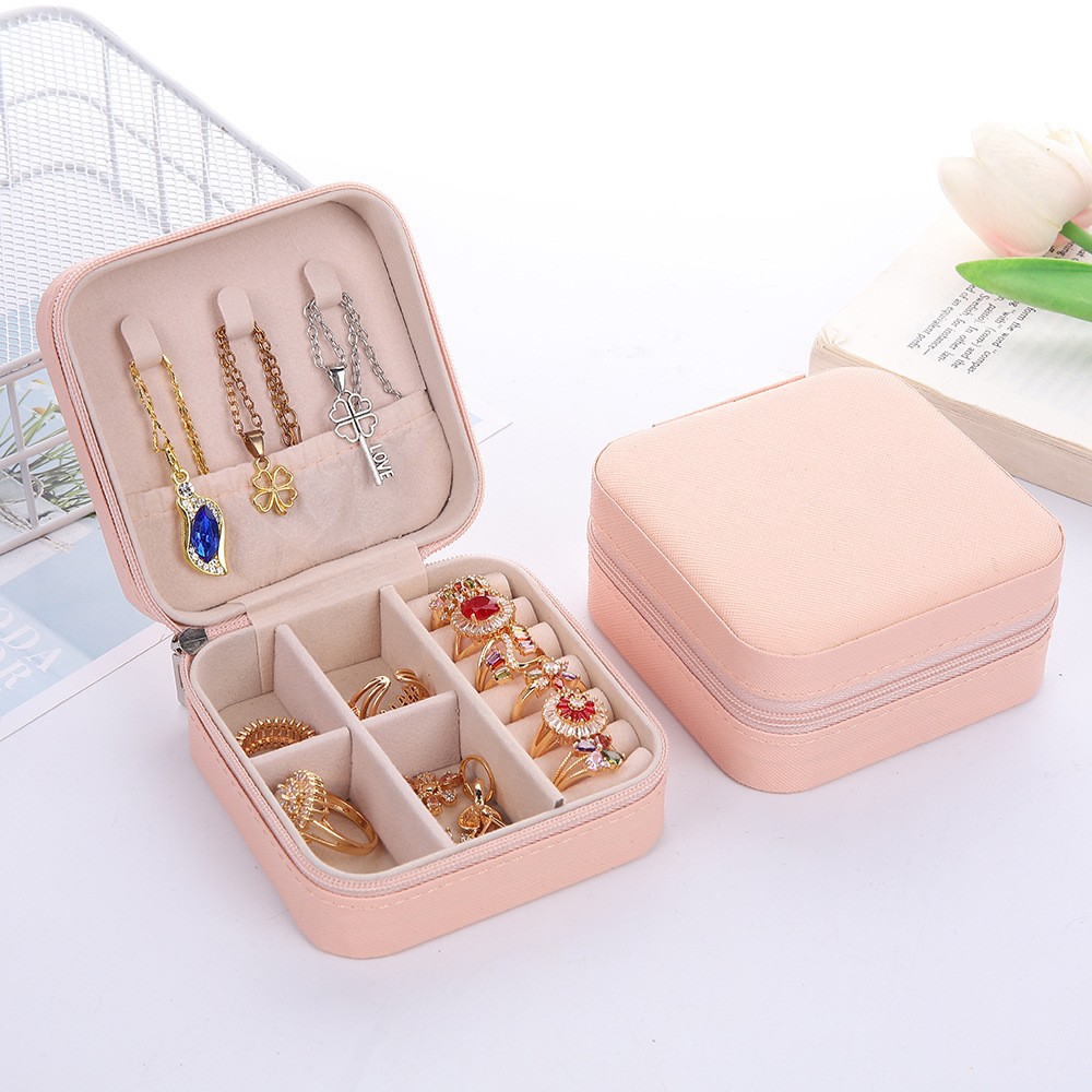 Joyería portátil transfronteriza caja de almacenamiento exquisita caja de joyería alta costura collar anillo caja de joyería de viaje