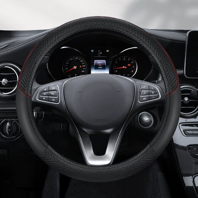 cover four seasons GM handle cover | Steering wheel cover - embossed-black-round-38cm
