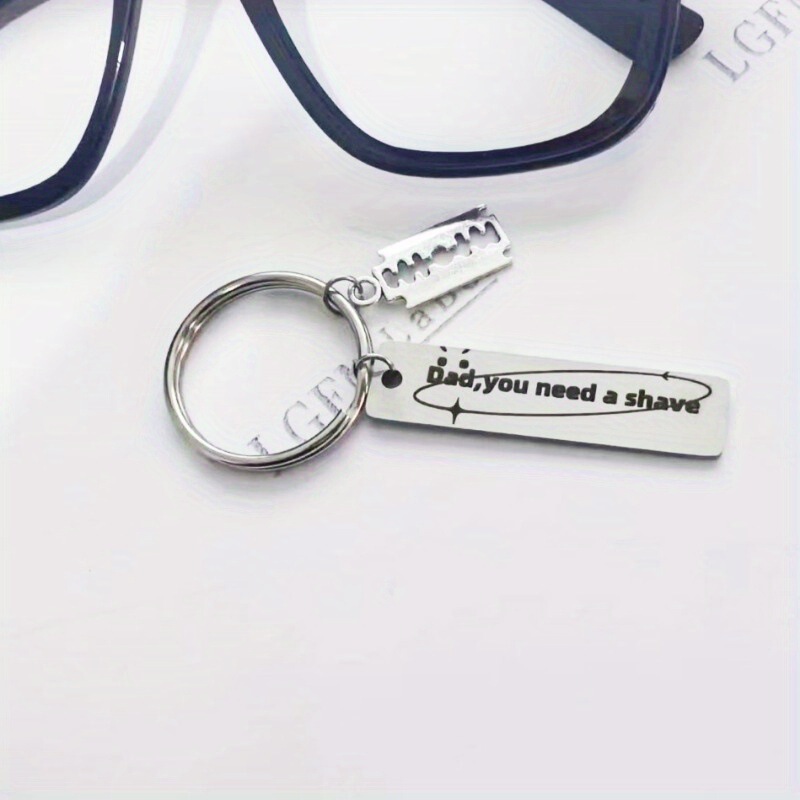 Europe and the United States cross-border stainless steel key chain "dad shave your beard" father's day gift to dad