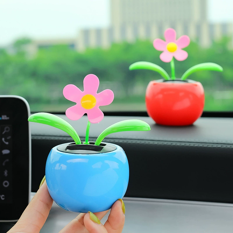 Модное украшение для салона автомобиля, креативное милое украшение для автомобиля с качающимся цветком на солнечной энергии, подсолнух для девочек