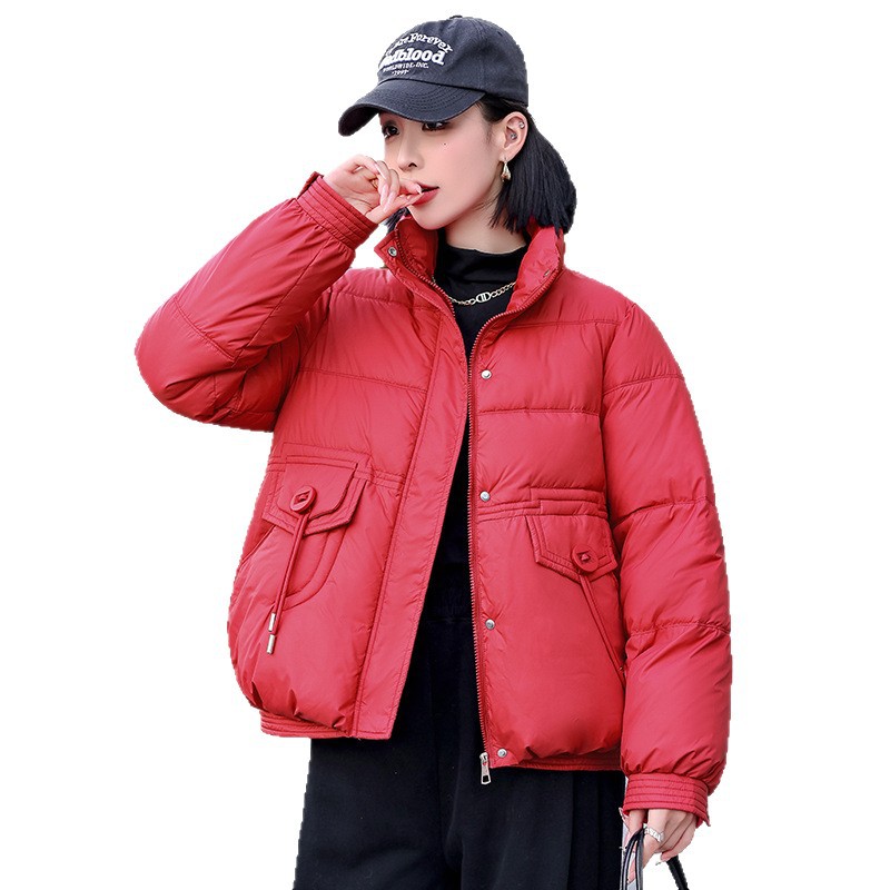 Productos europeos de invierno 2025 nuevo abrigo de algodón de plumón para mujeres de cuello corto hombre pequeño engrosado abrigo de moda pan abrigo de algodón image 5
