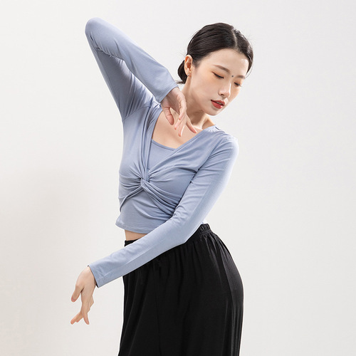 Modern dance practice clothing tops for women spring and autumn adult modal Chinese classical dance clothing yoga body long sleeves