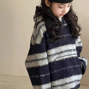 Girls' Hooded Sweatshirt Coat Spring and Autumn 2025 New Children's Colorblock Casual Clothes Large Children's Mao Mao Top
