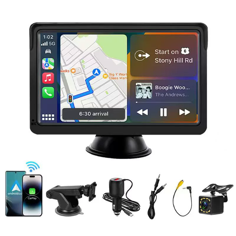 7-дюймовый беспроводной портативный экран Carplay Bluetooth FM плеер MP5 беспроводной проекционный экран навигация заднее изображение
