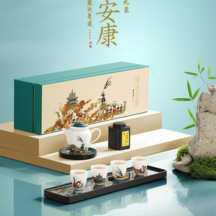 Dragon Pool Race Dragon Boat Tea Ceremony Ceramics Tea Set Gift Set Group Dragon Boat Festival Activities to Send Leading Customers Accompanying Ceremony