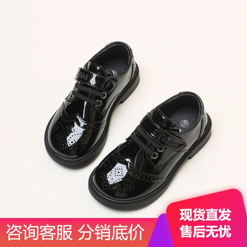 Черная кожаная обувь для девочек Обувь для выступлений Маленькая кожаная обувь Детская Студенческая обувь с мягкой кожаной подошвой Школьная обувь