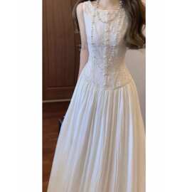【卢浮美人】重工刺绣设计感背心连衣裙仙气气质度假风长裙女