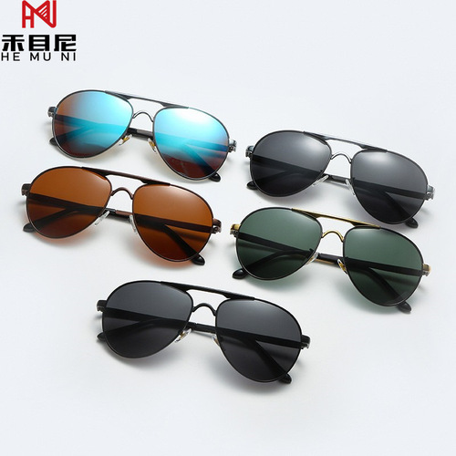 Metal polarized sunglasses for men, fishing drivers, outdoor sunglasses, men's European and American sunglasses, toad glasses