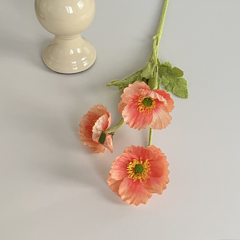 虞美人仿真花婚庆用花莫奈花园仿真花材假花装饰花墙植绒仿真植绒|undefined