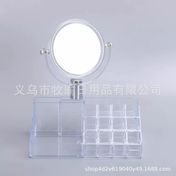 Multi-compartment nail polish and cosmetics transparent organizer shelf, desktop lipstick storage box for lipsticks and lip glosses