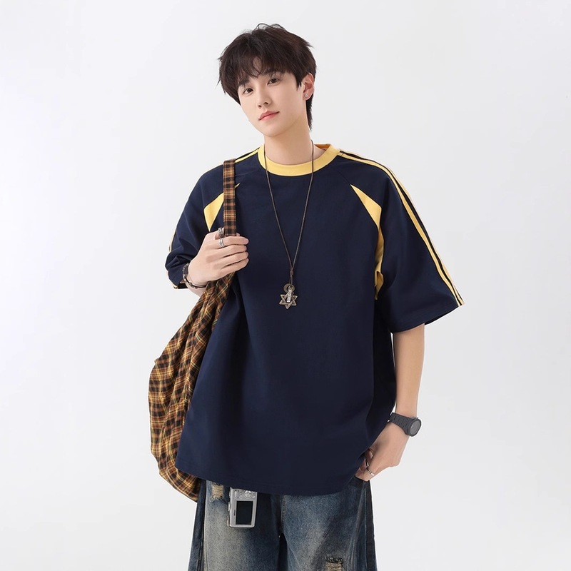 American Short-sleeved T-shirt Men's 2025 New Summer Wear High Street Design Sense Loose Fashion Brand Half-sleeved Top