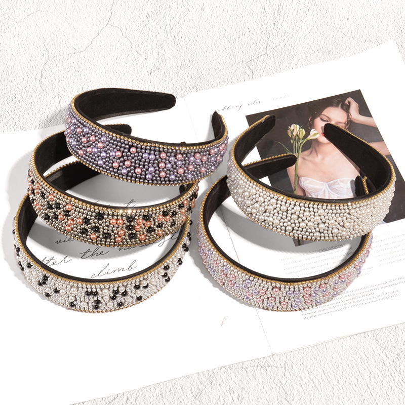 160g Weight Hair Band Hair Accessories Type Simple Style Round Rhinestone Inlay Rhinestones Pearl Hair Band 1 Piece