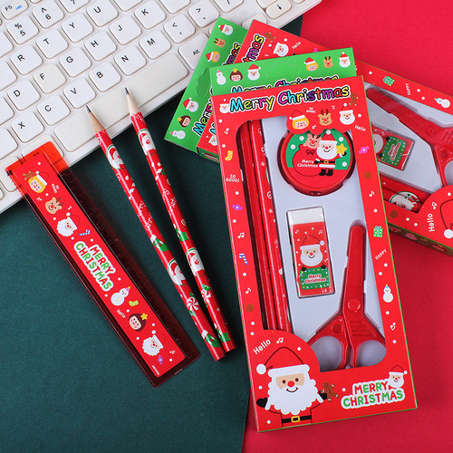 Christmas stationery set pencil set student five-piece set kindergarten children's painting supplies Christmas small gift
