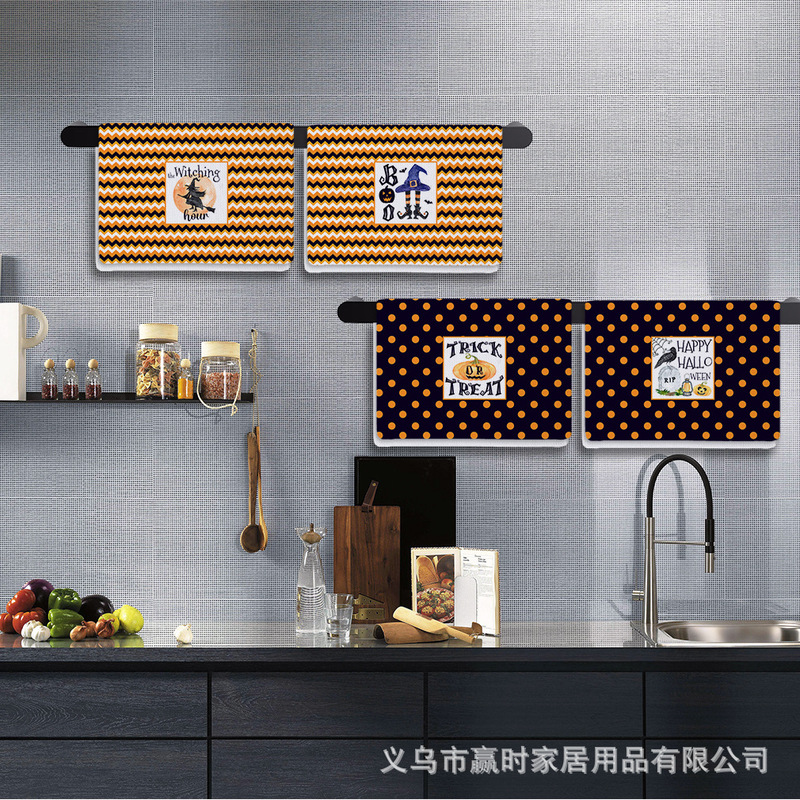 Amazon 2023 New Dark Series Halloween Printed Towel Cross-border Hot Selling Home Bathroom Towel