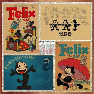 Felix Cat Felix the Ca Fili Cat Anime Poster Retro Kraft Paper Decorative Wall Painting 603