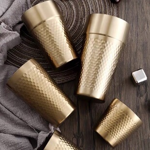 304 stainless steel hammer pattern water Cup double-layer anti-scald tea cup coffee cup restaurant commercial beer cup drink cup