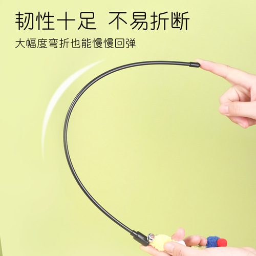 Feather Wand Cat Toy for Kittens and Cats, Interactive Play Wand, Thick Yarn Cat Toy for Adult and Kitten Cats