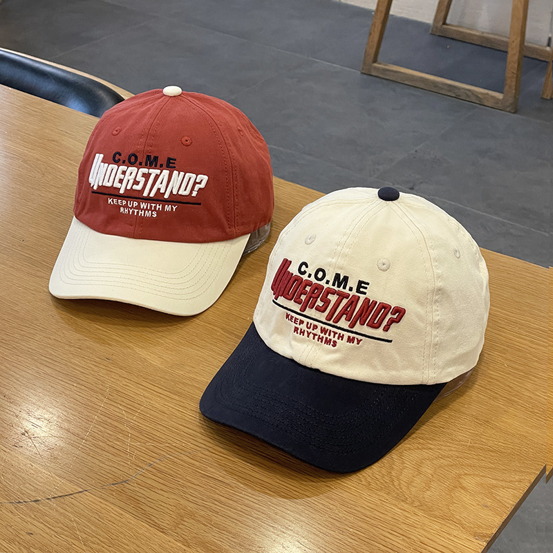 Sombrero de alta calidad mujer pareja contraste color medio suave superior gorra de béisbol primavera y verano estilo coreano carta bordado color a juego gorra de pico Masculino
