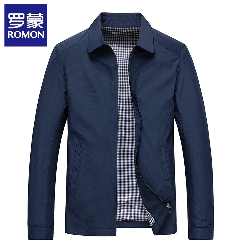 Romon Spring and Autumn Jacket for Men, Young and Middle-Aged Business Thin Lapel Simple Versatile Casual Executive Jacket