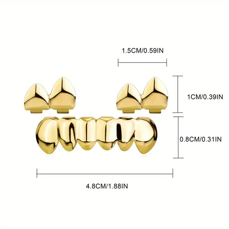 Tooth socket Classification Hot Sale Fashion Double Glossy Three-Piece Hip Hop Hiphop Men And Women Halloween Stage Dentures Props