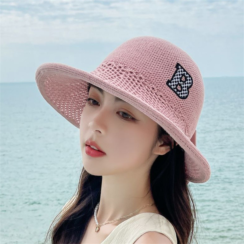 Summer New Bow Embroidery Letter Fisherman Hat Ladies Sun Hat display picture 2