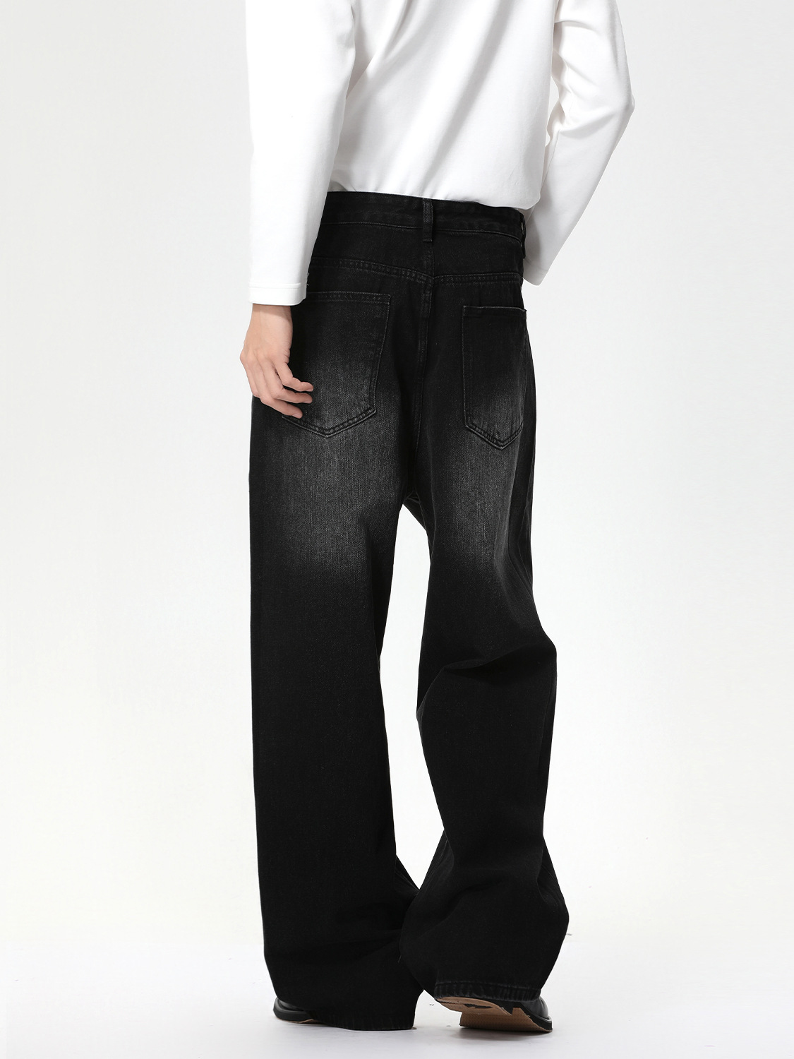 MTLCLOTHES Hombres| Corea del Sur sensación de flujo casual viaje blanco pulido oversize piernas anchas lavados jeans de moda