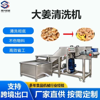 大姜清洗去杂机 中药材高压喷淋清洗机 黄精当归根茎类气泡清洗机