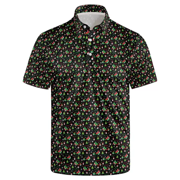 Source Manufacturer 2025 New Pattern Business Style Wholesale 3D Digital Printing Lapel Polo Shirt Men's Foreign Trade