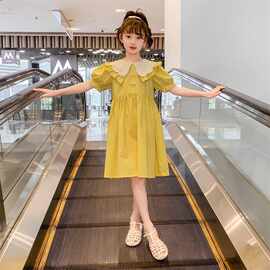 女童连衣裙夏装2025新款洋气儿童装夏季公主裙女孩大童娃娃领裙子