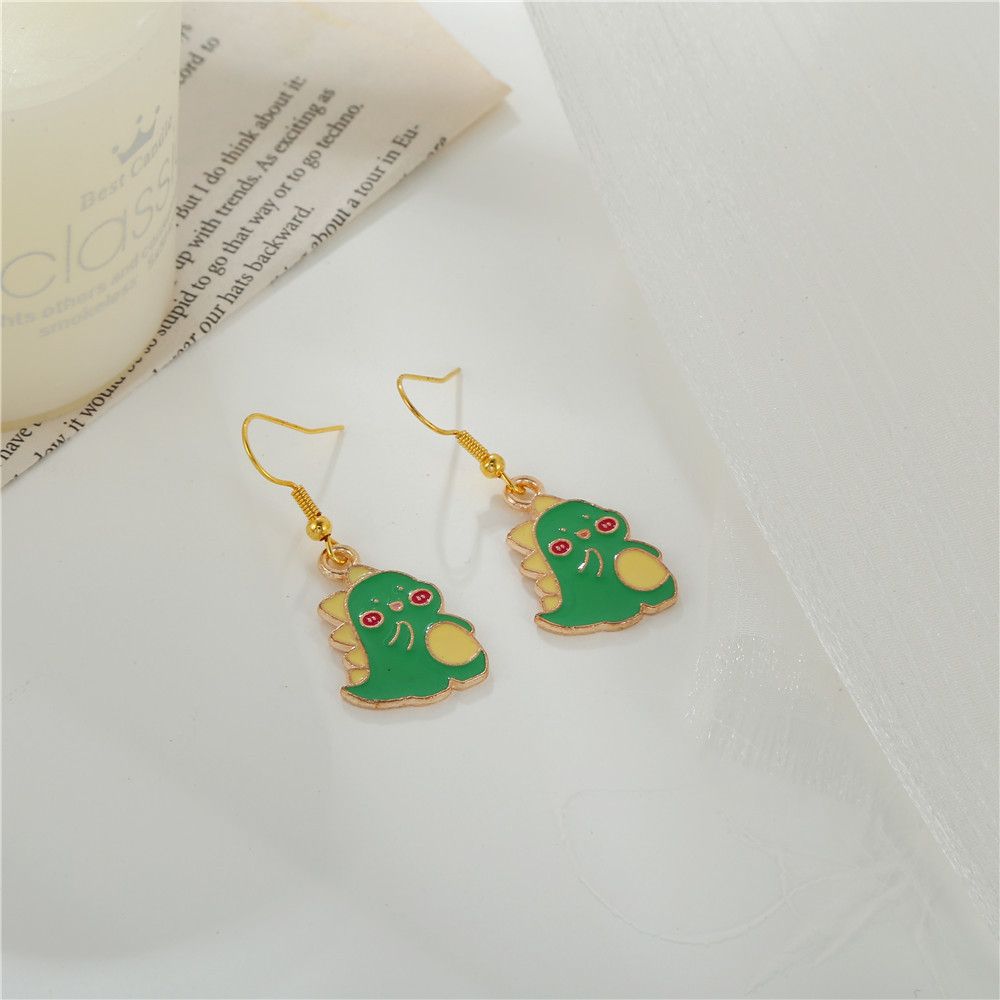 Korean Version Of The Small Dinosaur Bear Frog Alloy Oil Drip Diy Earrings  Cartoon Animal Earrings display picture 5