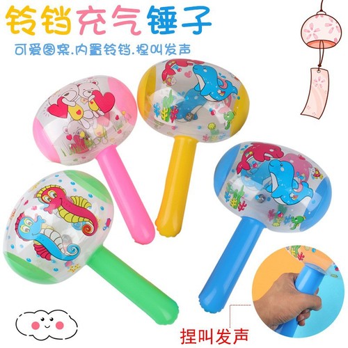 Cartoon inflatable hammer small mallet with bell baby kindergarten children's push toy wholesale gift