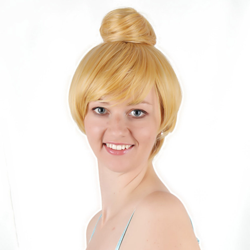 COS wig Tinker Bell wig wonderful fairy Golden single hair bag anime styling wig short hair wig