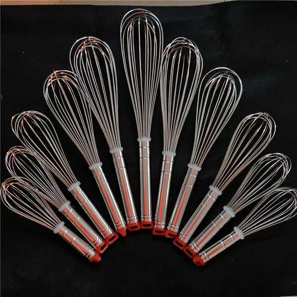 8inch-18inch Red Head Egg Beater Coarse Wire Stainless Steel Egg Beater Hotel Kitchen Supplies Baking Tools