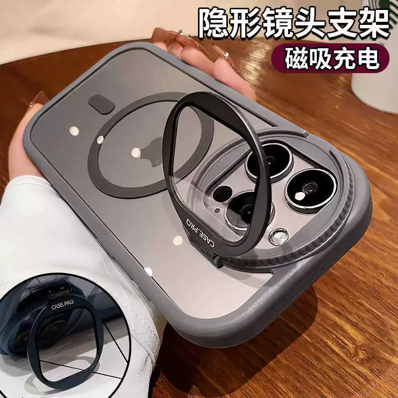 Применимо iPhone16Promax круглый прозрачный держатель объектива чехол для телефона Apple 15 магнит 14 анти-падение жесткий чехол