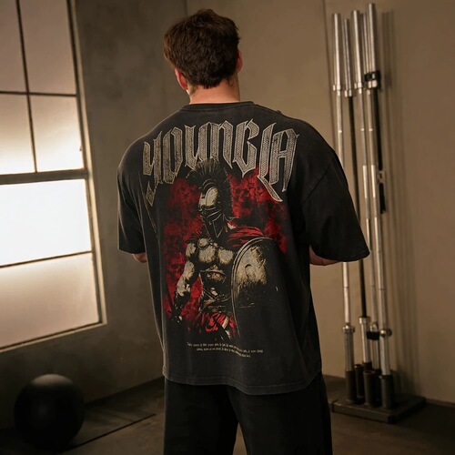 Youngla men's sports, leisure and fitness printed style large version loose cotton short-sleeved T-shirt on sale one item