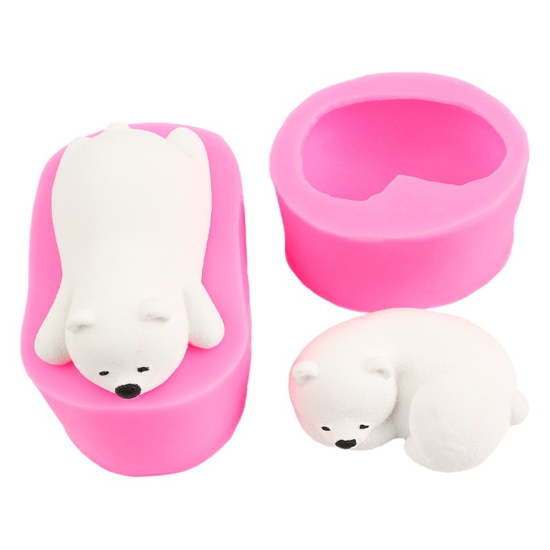 Tres Oso Polar molde de silicona mentira oso creativo pastel chocolate decoración modelo vela aromaterapia epoxi