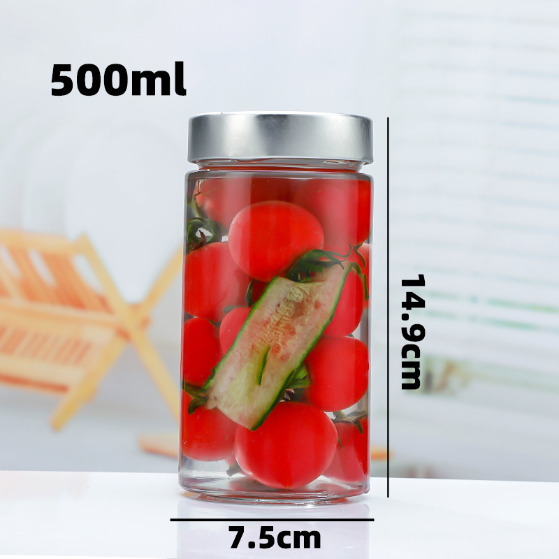 圆形玻璃瓶高盖酱菜瓶500ml罐头密封玻璃罐蜂蜜果酱辣椒酱分装瓶|undefined