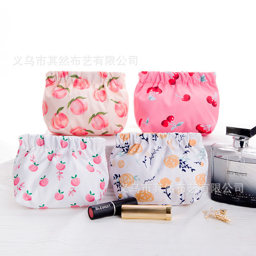 Factory wholesale cute windmill blush storage bag portable spring clip automatic closure printed makeup bag key chain coin purse