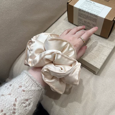 Slim Waist! Satin-Filled Pillow Hair Tie, Versatile Bun Hair Accessory for Women, Elegant Hair Tie Headband (Saç üçün rezinlər) - creamy-white-mini-pillow-hair-tie