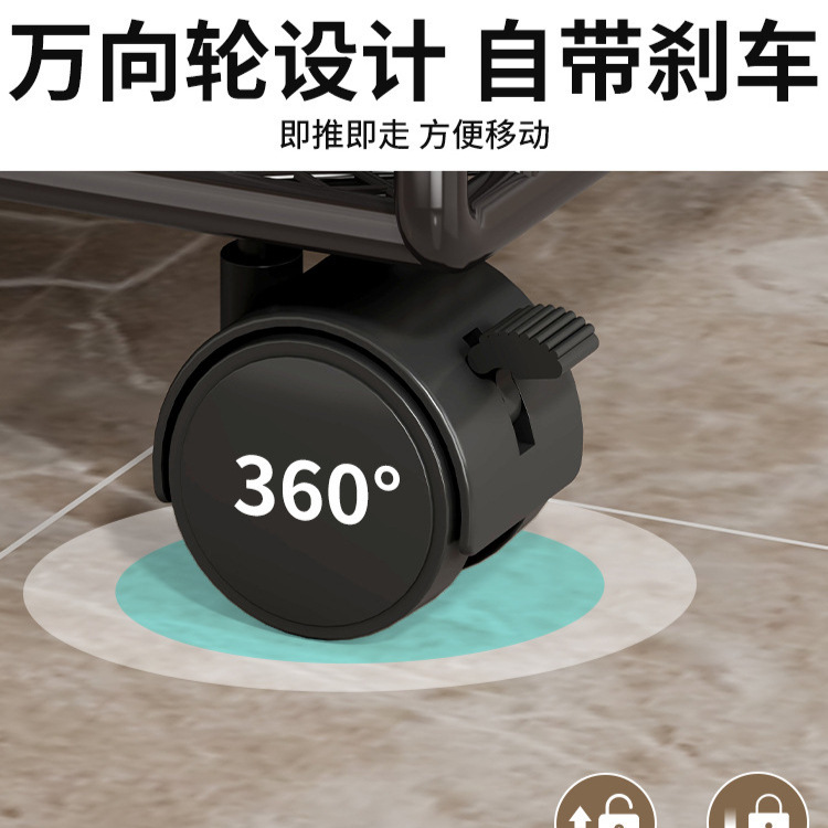 可移动书包架桌下置物筐家用收纳带轮落地多层小推车储物架子|undefined