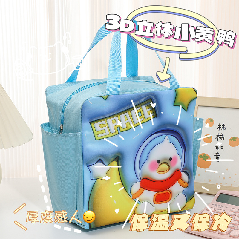 Bolsa de lonchera de expansión 3D de dibujos animados bolsa de aislamiento de gran capacidad de doble bolsillo portátil bolsa de almuerzo con comida bolsa de picnic bolsa de hielo