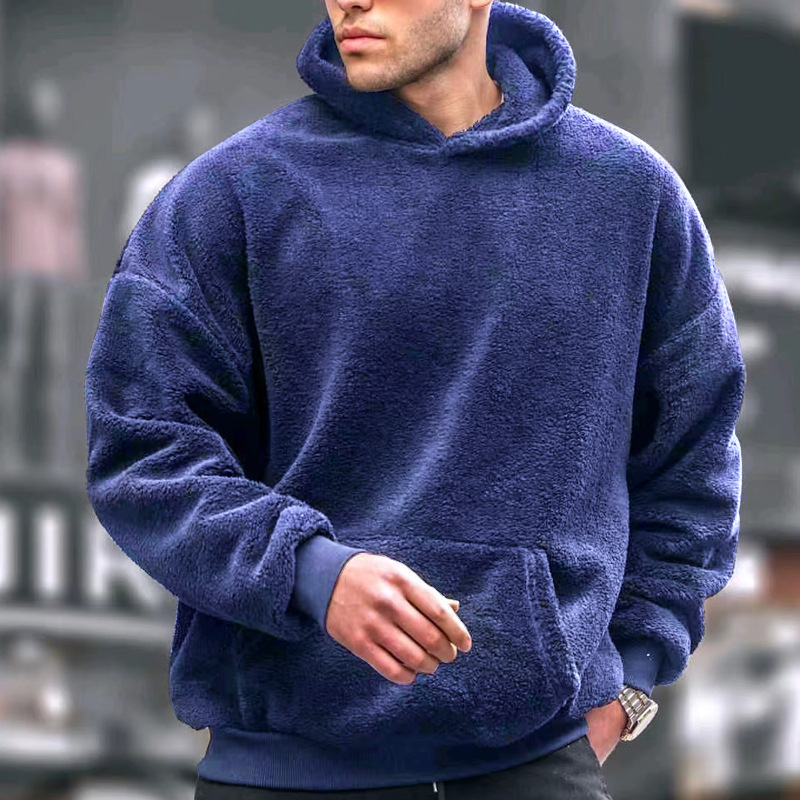 Herren Winter Kapuzenpullover Aus Flanell Mit Lammwolle Gefüttert_voghion.com