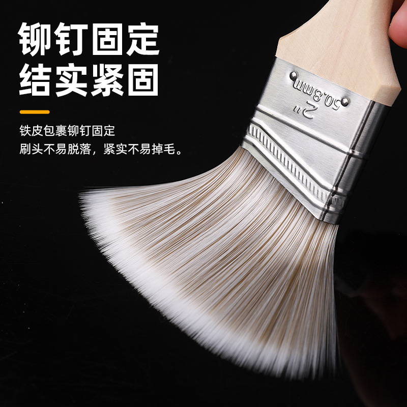 Mango de madera, ángulo oblicuo, cepillo de separación de color, pintura artística, pintura de látex, cepillo de pintura, trazo de recorte, herramienta de pintura