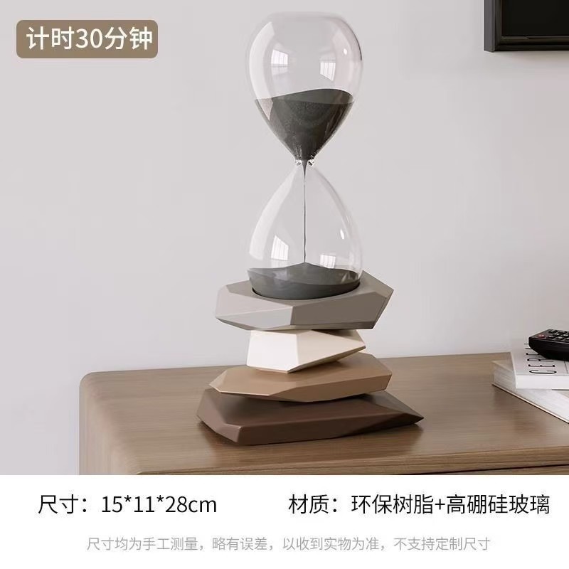 시간이 왔다가 돌아가는 모래시계 30분 타이머 브라운